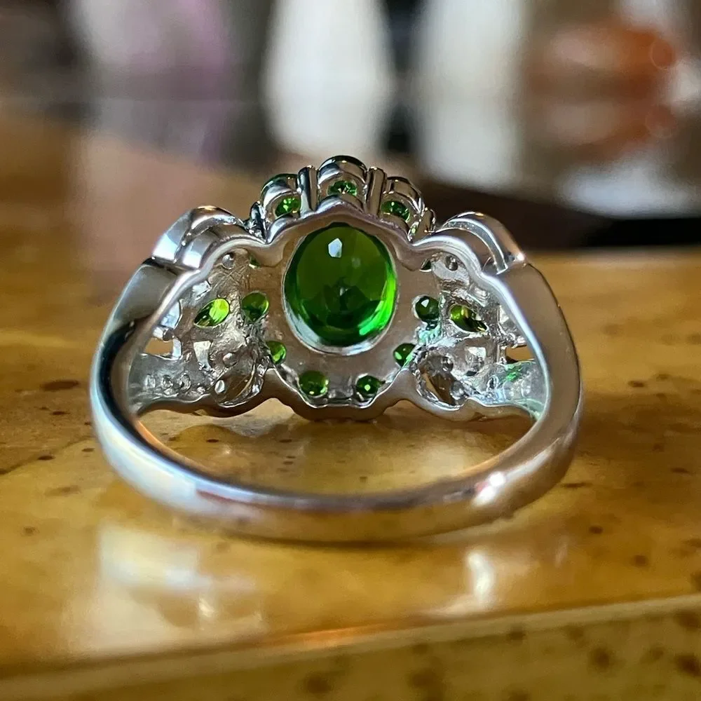Natural Chrome Diopside Sterling Silver Ring Size 6